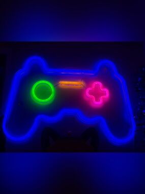 Sony Neon Game Controller Wall Sign in Blue, Green, Pink, Yellow